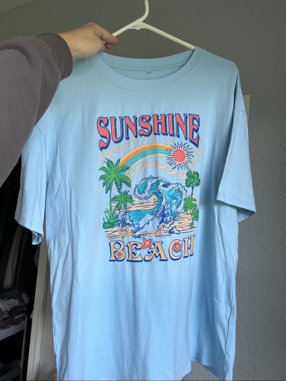 Light Blue "Sunshine Beach" Graphic Tee